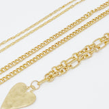 Juego de 3 collares de cadena a capas con dije de corazón