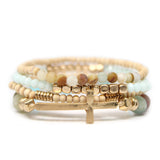 Juego de 4 pulseras de cuentas de piedra y madera.