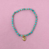 Bracelet de cheville coeur en perles de pierre