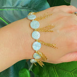 Bracelet de perles de coquillage à franges et chaîne
