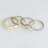 Juego de 4 anillos con glamour pastel