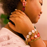 Bracelet de perles de coquillage à franges et chaîne