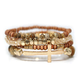 Juego de 4 pulseras de cuentas de piedra y madera.