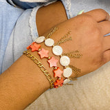 Bracelet de perles de coquillage à franges et chaîne