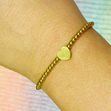So Very Loved Heart Gold Beaded Stretch Bracelet