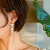 Boucles d'oreilles pendantes cinq étoiles