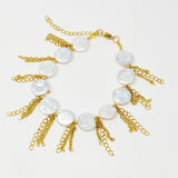 Bracelet de perles de coquillage à franges et chaîne