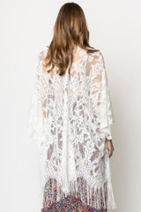 Kimono élégant à franges en dentelle