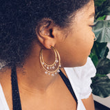 Pendientes colgantes de cristal con aro doble