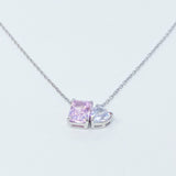 Double Stone Pendant Sterling Silver Necklace