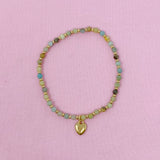 Bracelet de cheville coeur en perles de pierre