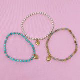 Bracelet de cheville coeur en perles de pierre