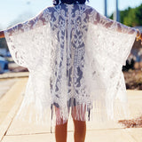 Kimono élégant à franges en dentelle