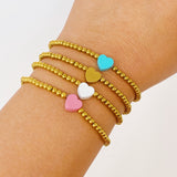 So Very Loved Heart Gold Beaded Stretch Bracelet