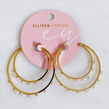 Pendientes colgantes de cristal con aro doble