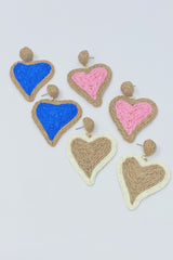 Pendientes de rafia con corazón Sunny Days