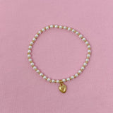 Bracelet de cheville coeur en perles de pierre