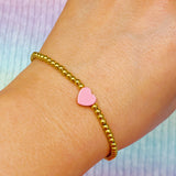 So Very Loved Heart Gold Beaded Stretch Bracelet