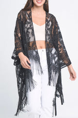 Kimono élégant à franges en dentelle