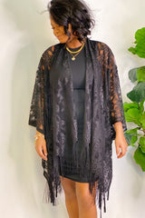 Kimono élégant à franges en dentelle