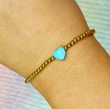 So Very Loved Heart Gold Beaded Stretch Bracelet