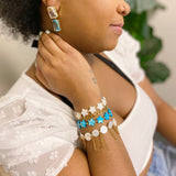 Bracelet de perles de coquillage à franges et chaîne