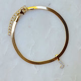 Herringbone Chain Initial Anklet