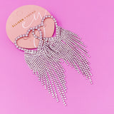 Pendientes Corazón Brillantes Con Flecos