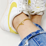 Tobillera Glam con cadena mixta
