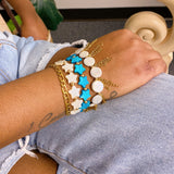 Bracelet de perles de coquillage à franges et chaîne