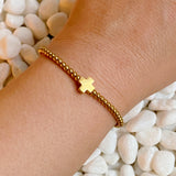 So Very Blessed Cross Gold Beaded Stretch Bracelet