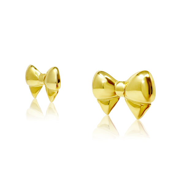 Puffy Golden Bow Stud Earrings