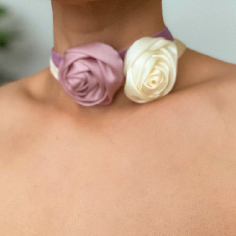 Satin Rose Velvet Sash Necklace