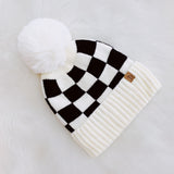 Fashion Week Checkered Pom Beanie
