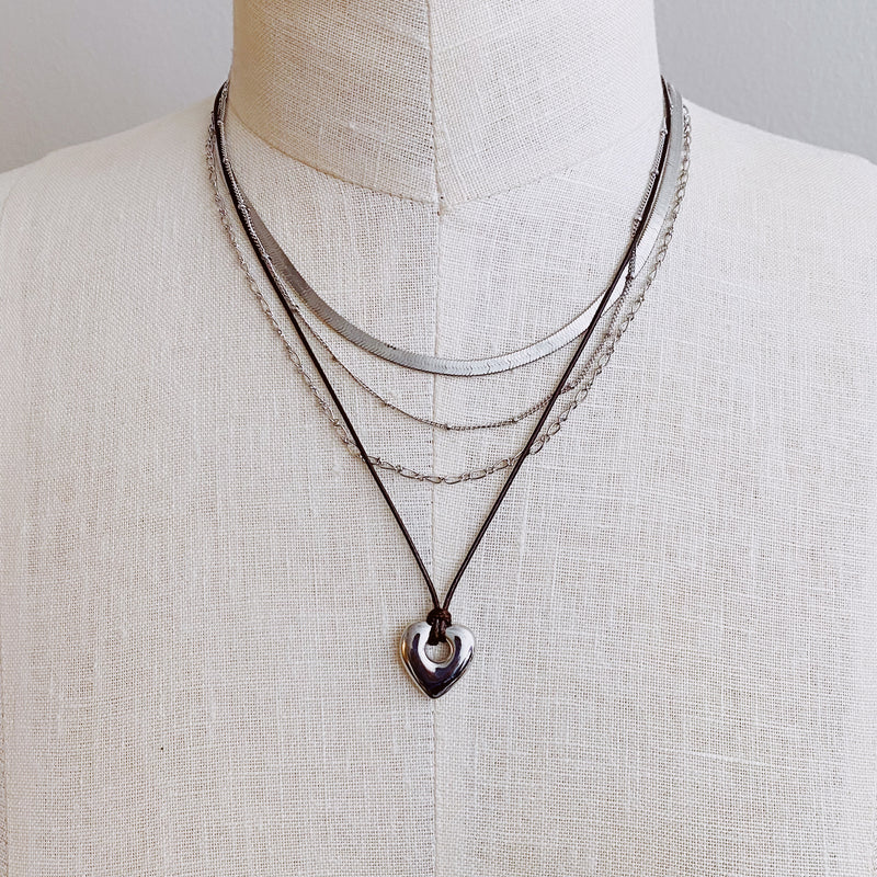 Perfectly Layered Heart And Chain Necklace