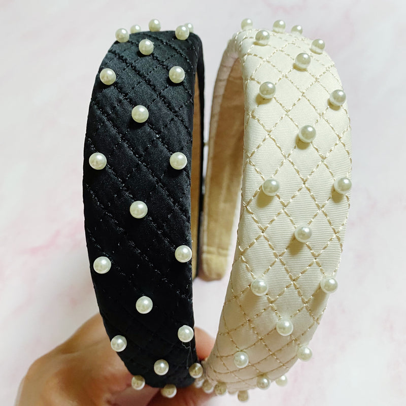 Quilted Elegance Pearl Headband