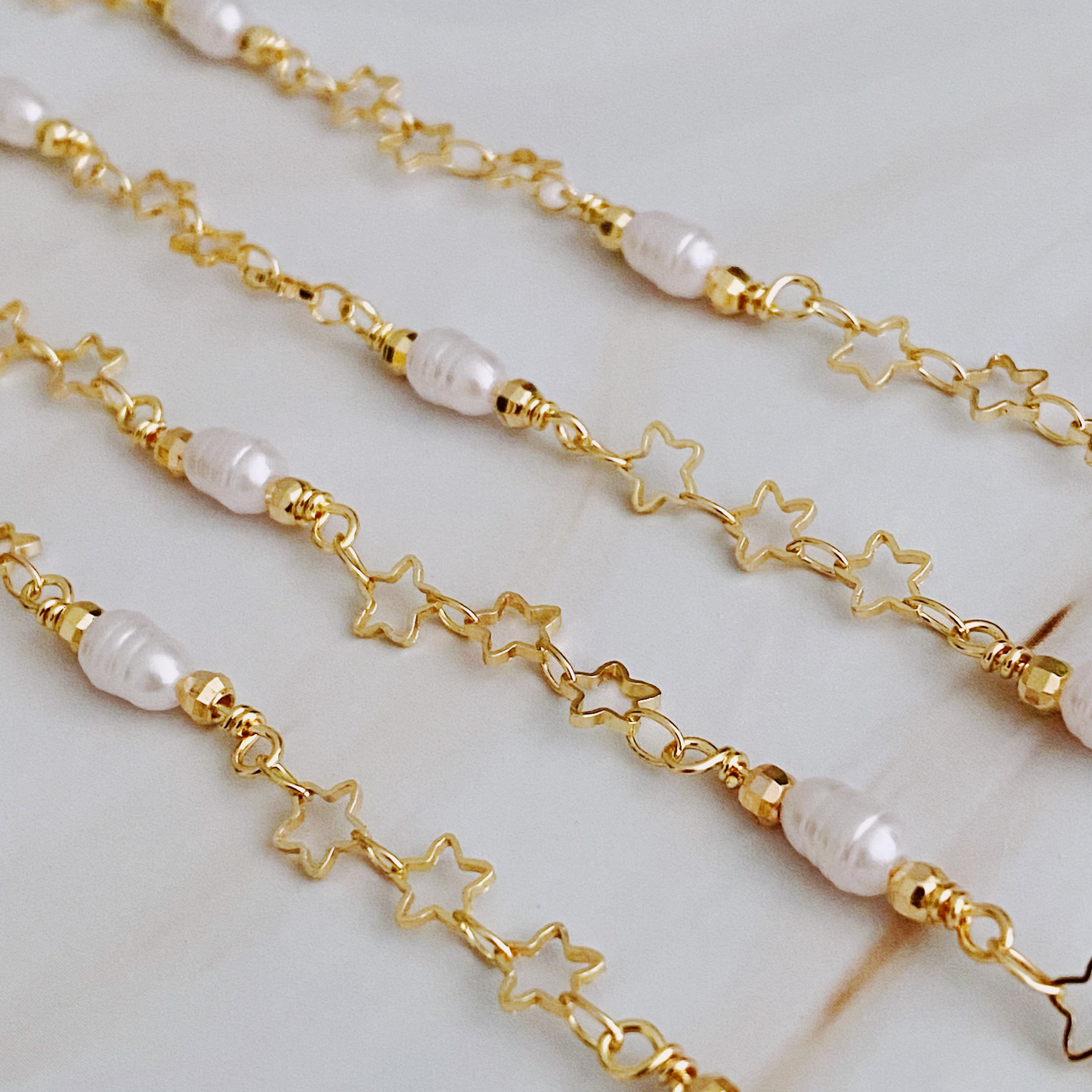 Mini Pearl Mini Star Long Chain Necklace – Ellisonyoung.com