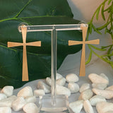 Satin Finish Cross Earrings