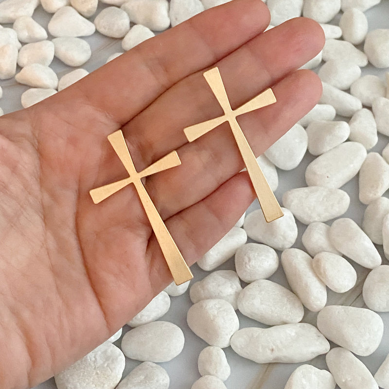 Satin Finish Cross Earrings