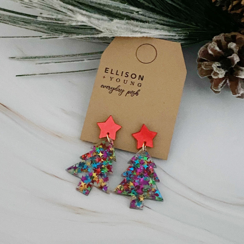 So Festive Stars On Tree Earrings