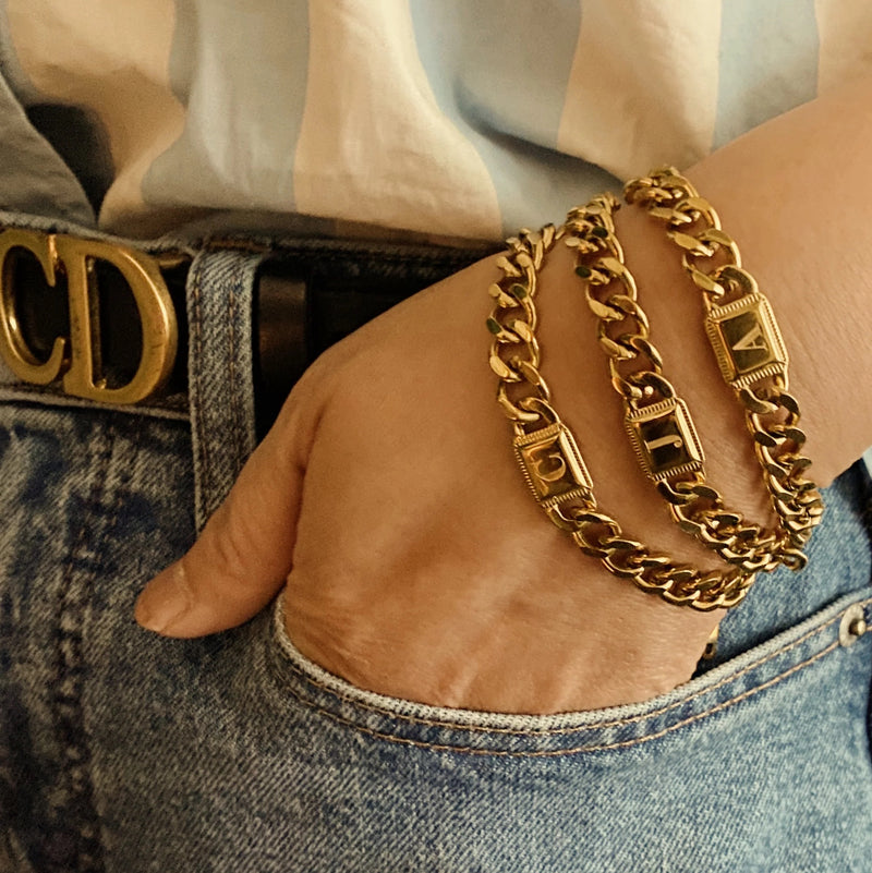 Uptown Cuban Chain Initial Bracelet