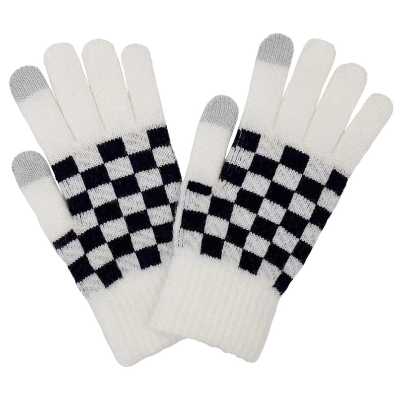Fashion Week Checkered Cozy Gloves