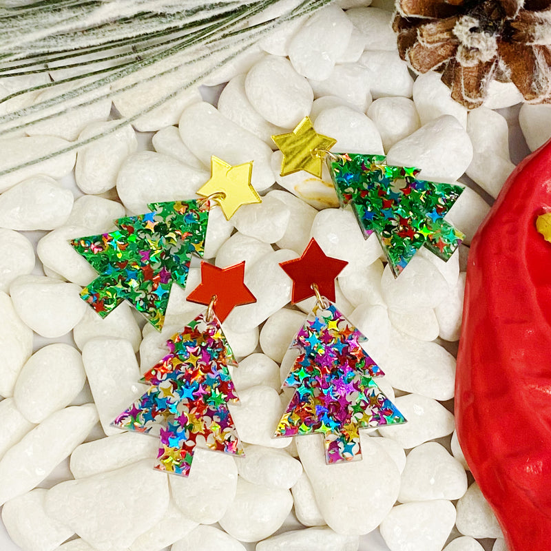 So Festive Stars On Tree Earrings