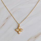 Square Pearl Cross Necklace