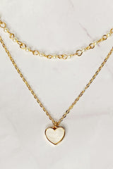 Layered Pearl Chain Heart Necklace