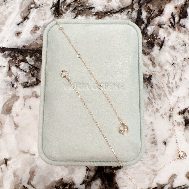 Bezel Set Round Diamond Necklace 0.5 Carats - 14k Solid Gold