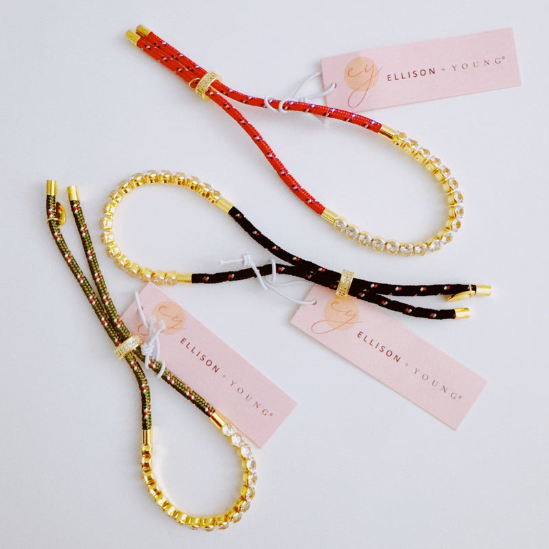 Adjustable rope-style tennis bracelet featuring round bezel-set cubic zirconia stones, offering a modern blend of shimmer and sporty sophistication.