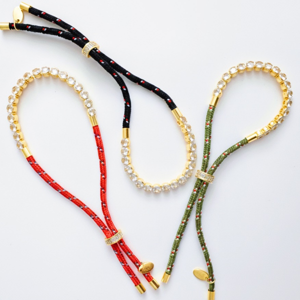 Adjustable rope-style tennis bracelet featuring round bezel-set cubic zirconia stones, offering a modern blend of shimmer and sporty sophistication.