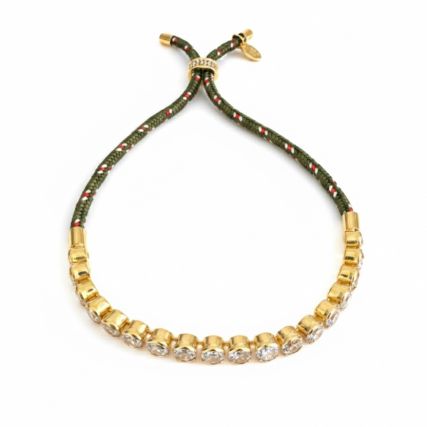 Adjustable rope-style tennis bracelet featuring round bezel-set cubic zirconia stones, offering a modern blend of shimmer and sporty sophistication.