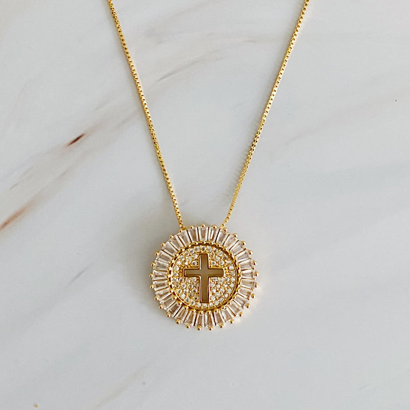 Shine Circle Cross Necklace – - Main Image